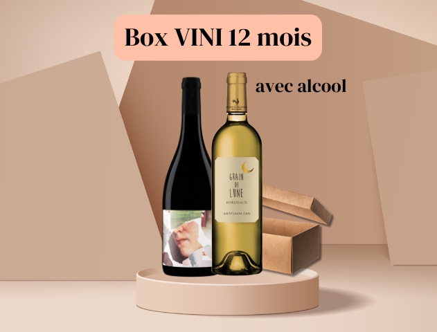 box de vin 12 mois avec 2 bouteilles de vin par mois